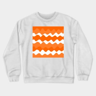 Orange and white horizontal waves pattern Crewneck Sweatshirt